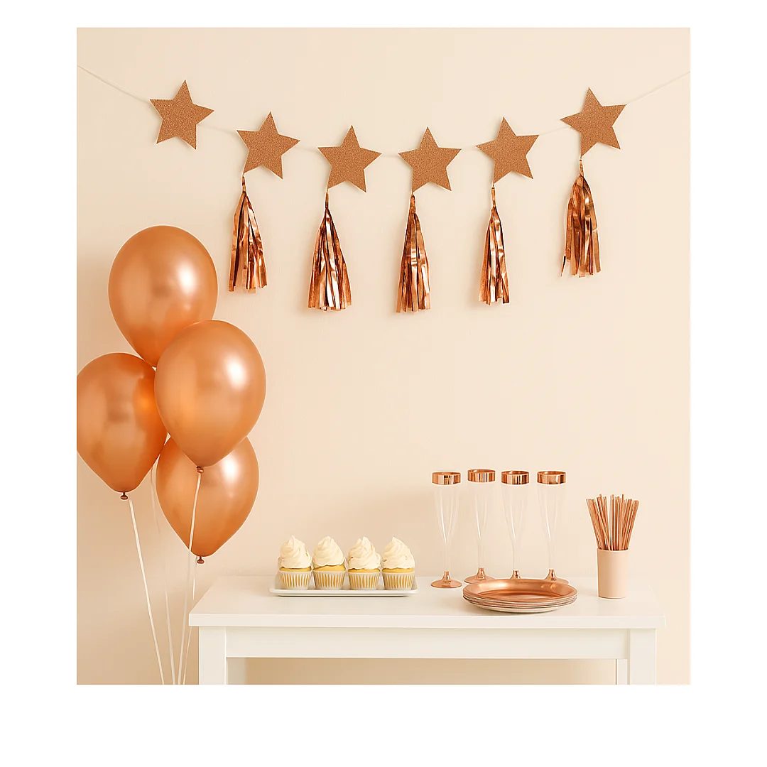 Compra Guirnalda Flecos Estrellas Oro Rosa en Partymax. Bogotá. Imagen #2.