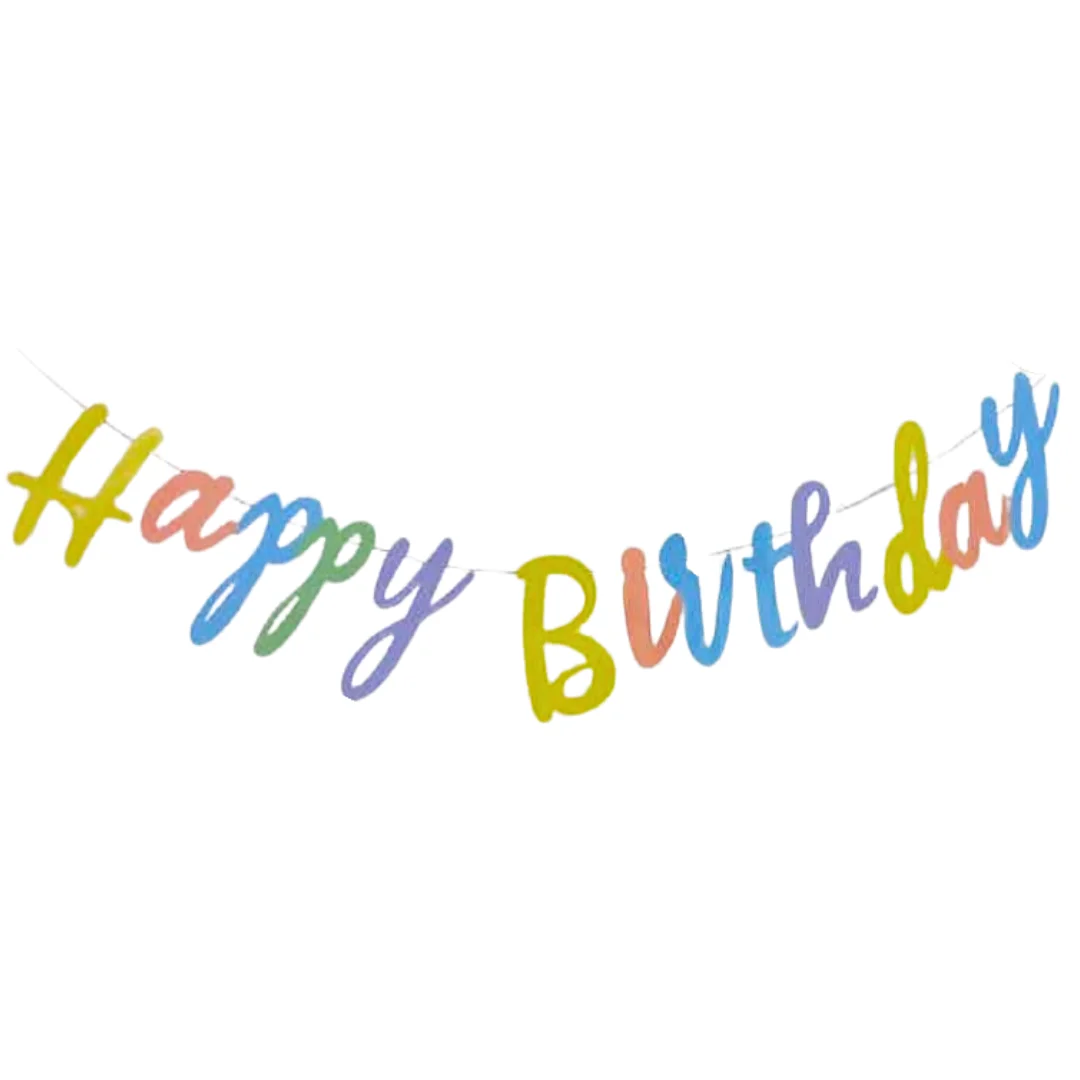 Compra Guirnalda Happy Birthday Cursiva Pastel en Partymax. Bogotá. Imagen #1.