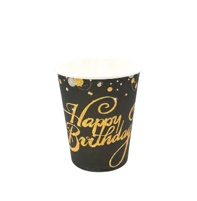 Compra aquí Vaso Happy Birthday Destello Negro *10 Unidades #1