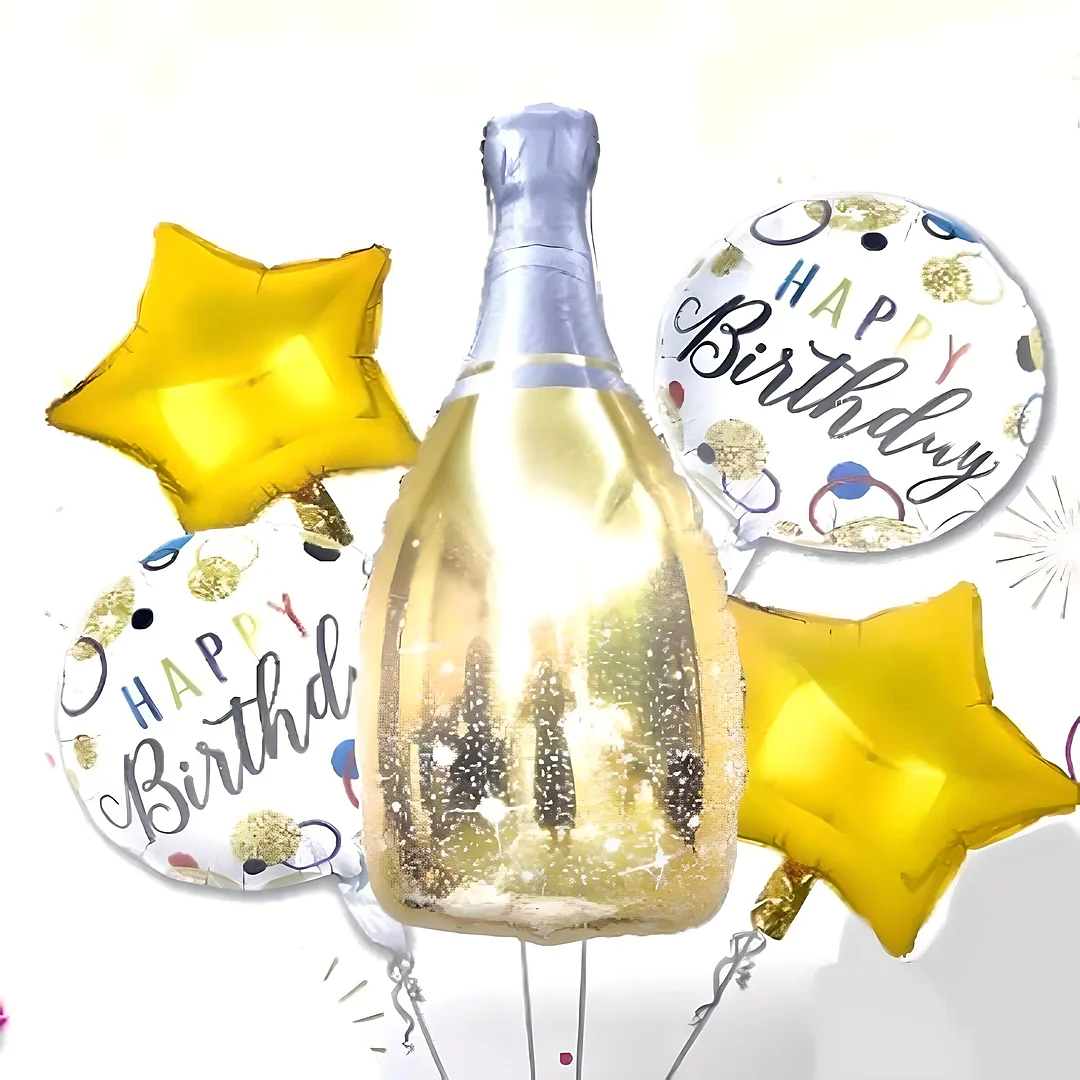 Compra Bouquet Happy Birthday Champaña Dorado * 5 Piezas en Partymax. Bogotá. Imagen #1.