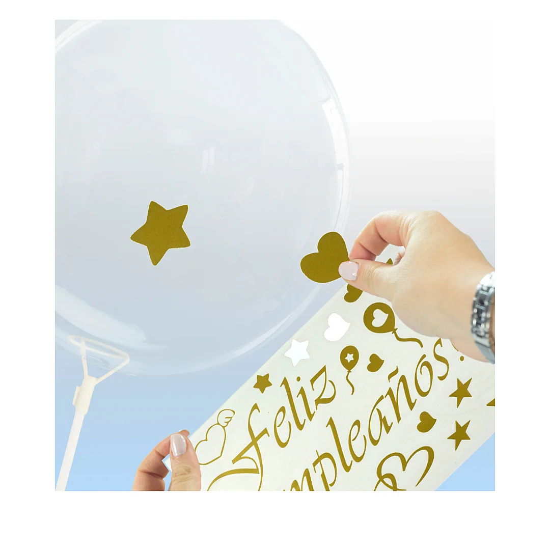 Compra Kit de Sticker Feliz Cumpleaños Dorado Y Globo Burbuja en Partymax. Bogotá. Imagen #1.