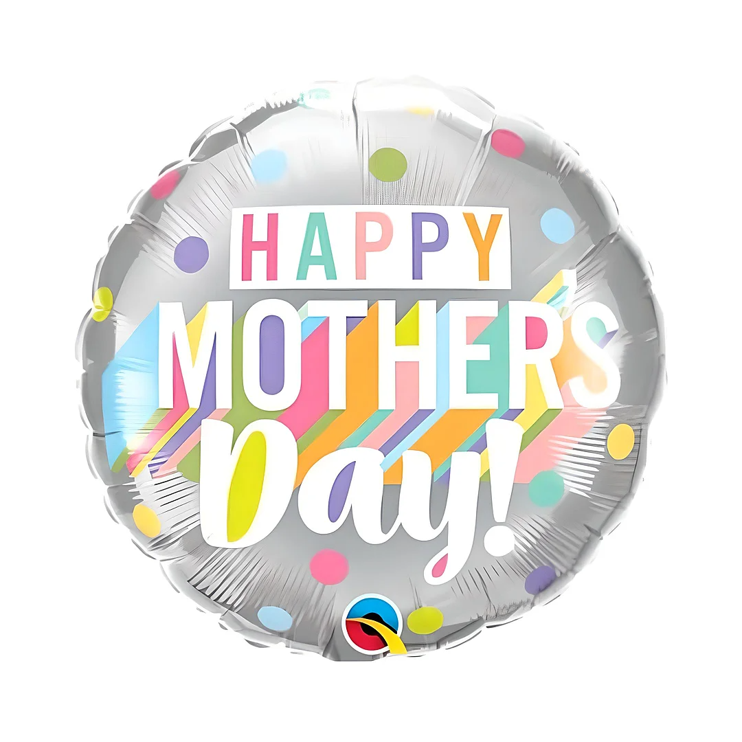 Compra Globo Metalizado Happy Mother'S Day Plateado Colores Pastel en Partymax. Bogotá. Imagen #1.
