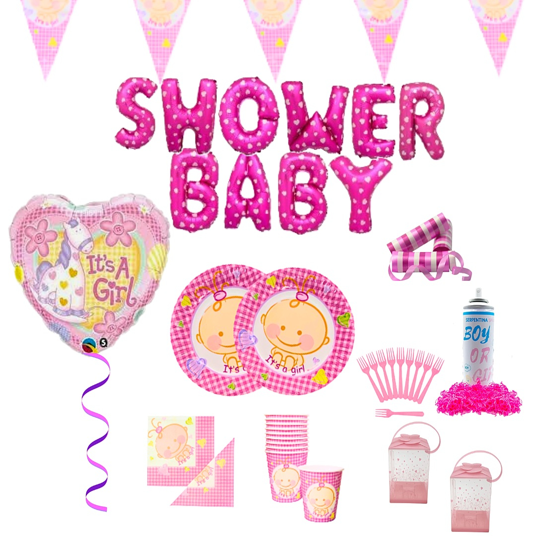 Compra Kit Decoración Baby Shower Niña para 10 Personas en Partymax. Bogotá. Imagen #1.