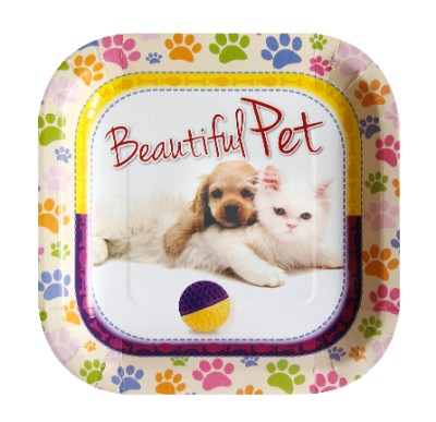 Compra Plato Cuadrado 6" Mascotas *10 Unidades en Partymax. Bogotá. Imagen #1.