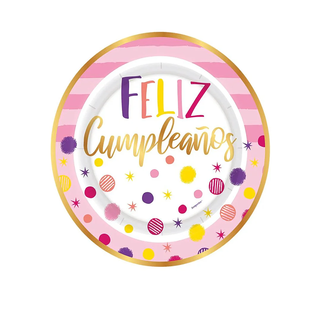 Compra Plato 7" Redondo Feliz Cumpleaños Destellos * 8 Unidades en Partymax. Bogotá. Imagen #1.