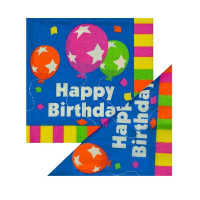 Compra Servilletas Happy Birthday Metalizado Colores en Partymax. Bogotá. Imagen #1.