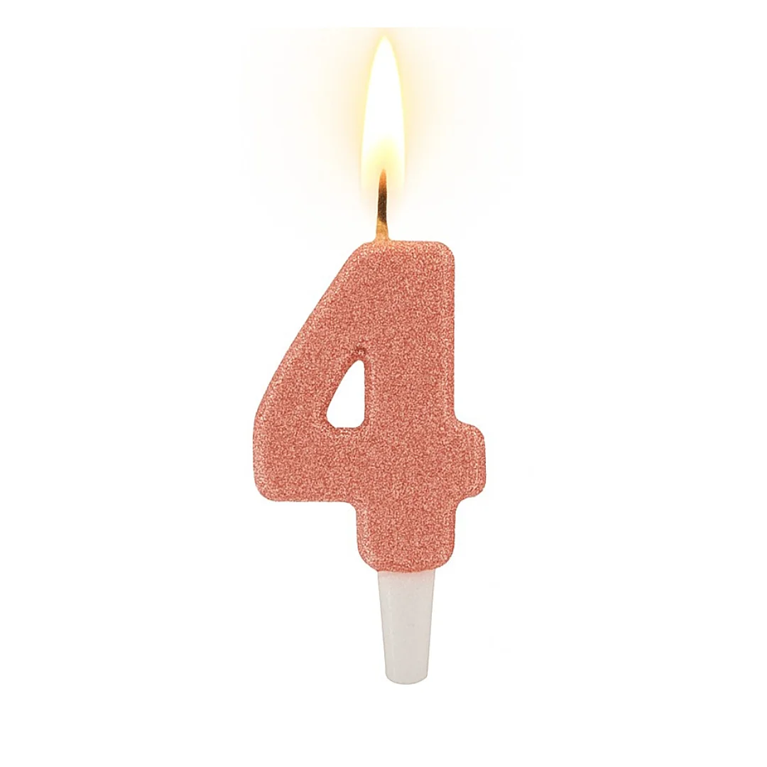 Compra Vela Oro Rosa Número 4 en Partymax. Bogotá. Imagen #1.