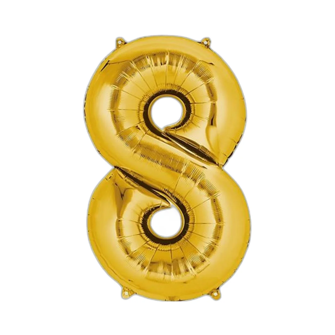 Compra Globo Metalizado de 40Cms # 8 Dorado en Partymax. Bogotá. Imagen #1.