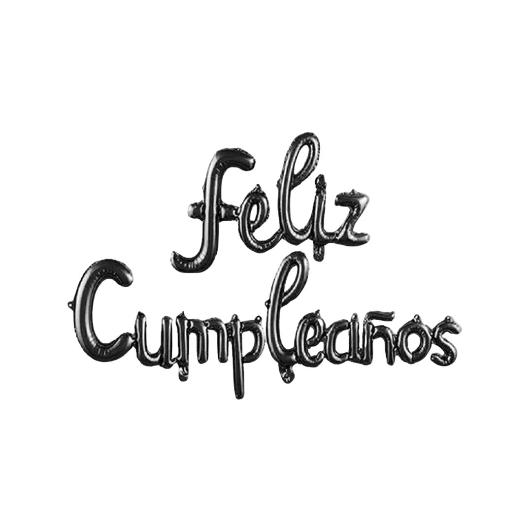Compra Globo Letrero Feliz Cumpleaños Cursiva Negro en Partymax. Bogotá. Imagen #1.