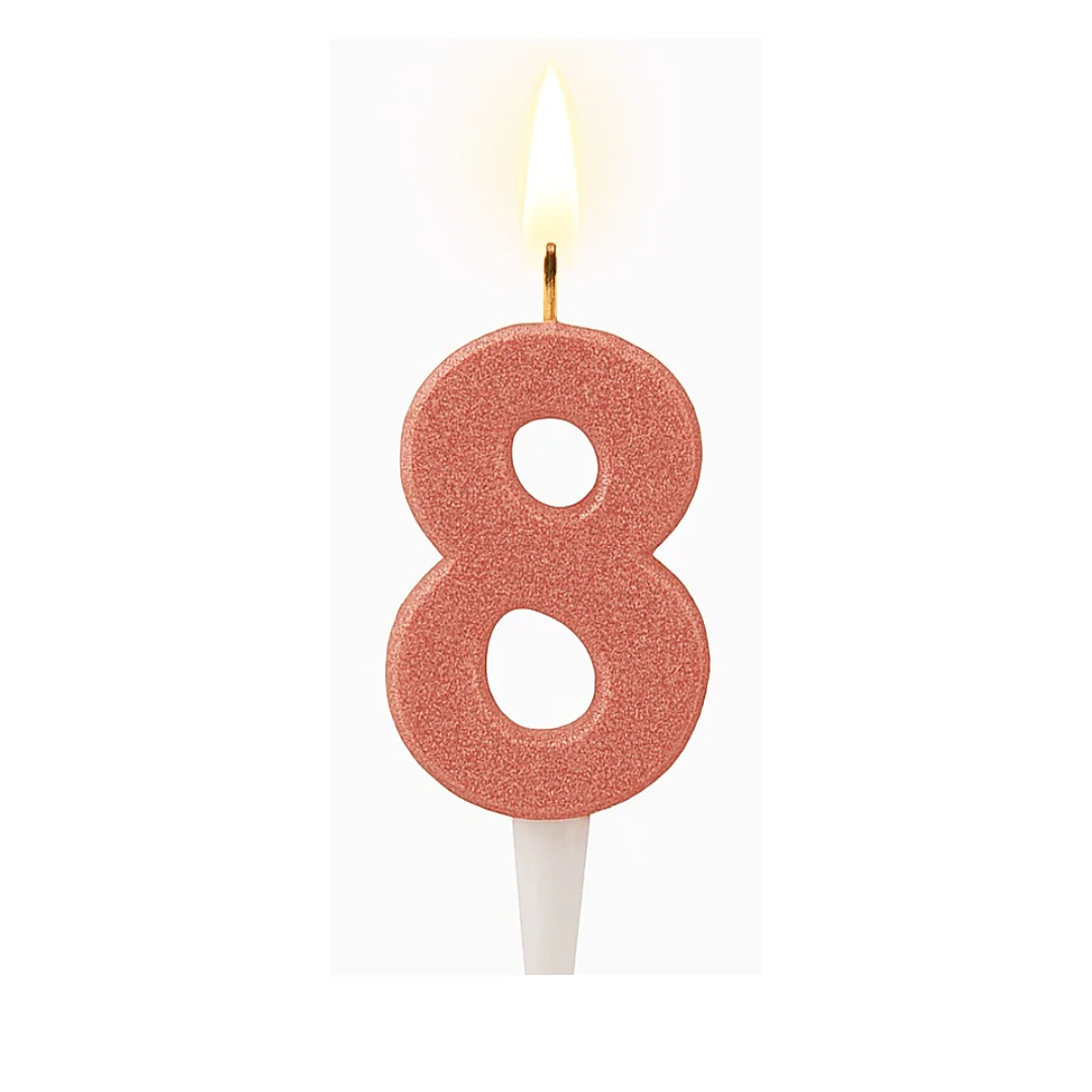 Compra Vela Oro Rosa Número 8 en Partymax. Bogotá. Imagen #1.
