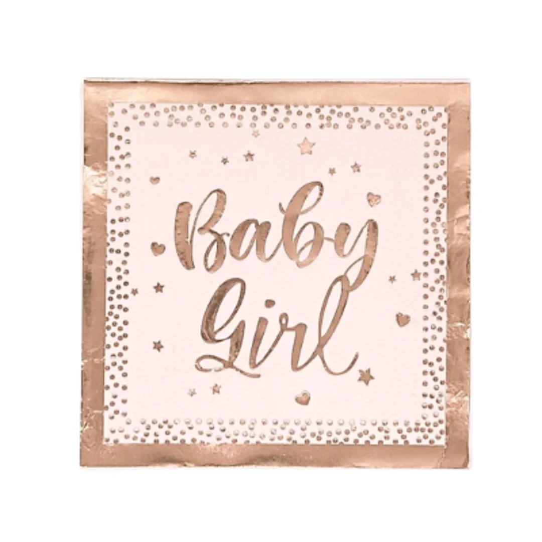 Compra Servilletas Baby Girl Oro Rosa / Rosado *20 Unidades en Partymax. Bogotá. Imagen #1.