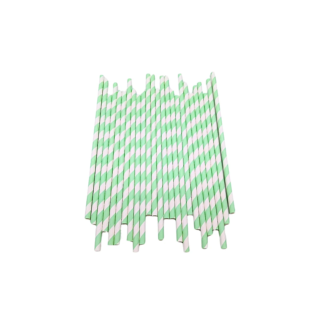 Compra Pitillo de Papel Rayas Verde Menta * 25 Unidades en Partymax. Bogotá. Imagen #1.