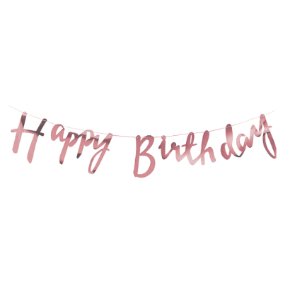 Compra Guirnalda Happy Birthday Cursiva Palo de Rosa en Partymax. Bogotá. Imagen #1.