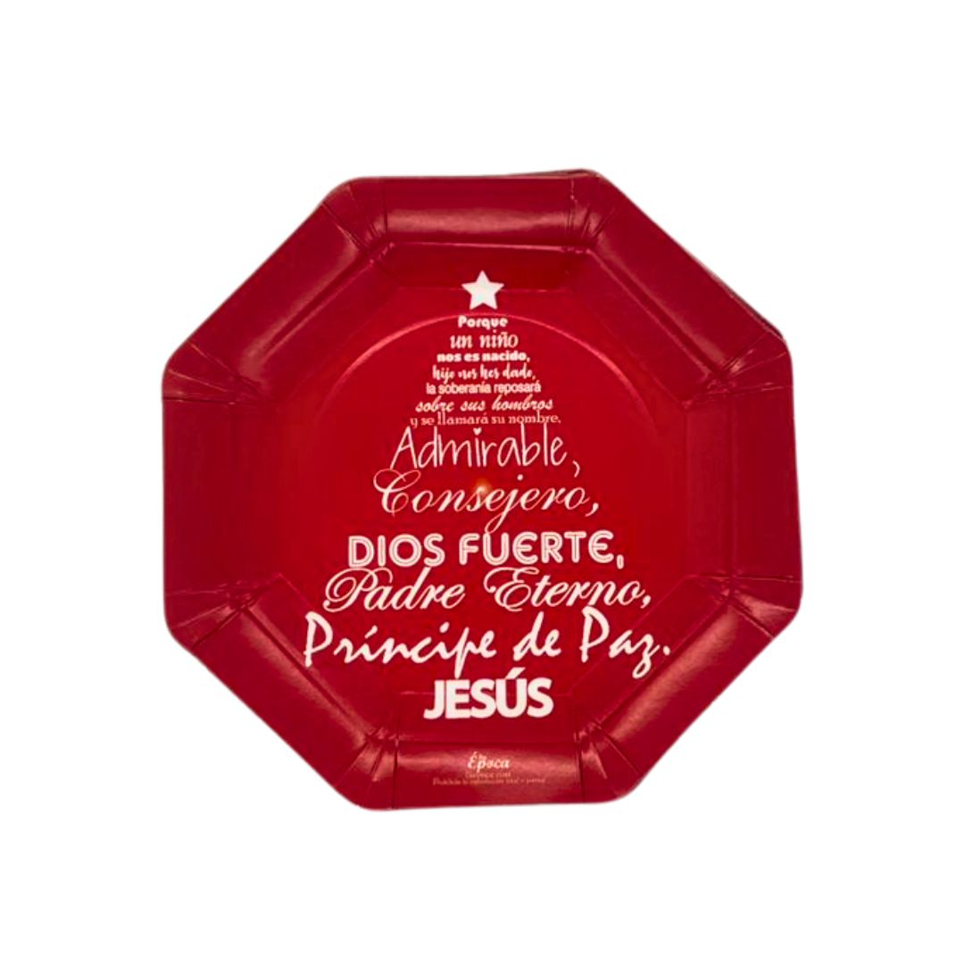 Compra Plato Hexagonal Navidad Con Mensaje *12 Unidades en Partymax. Bogotá. Imagen #1.