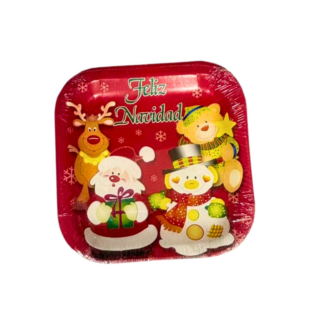 Compra Plato Cuadrado Navidad *10 Unidades en Partymax. Bogotá. Imagen #1.