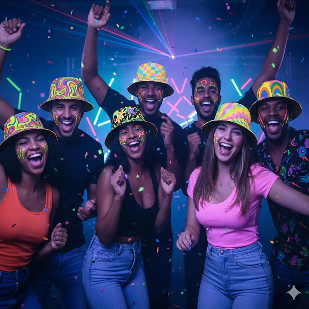 Compra Sombrero Chaplin Neón Figuras Surtido *6 Unidades en Partymax. Bogotá. Imagen #2.