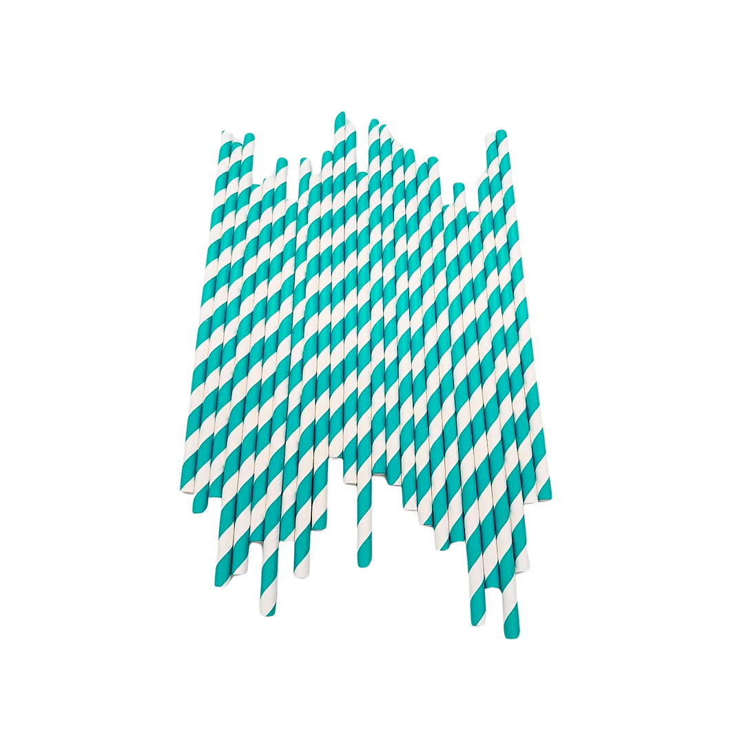 Compra Pitillo de Papel Rayas Azul Caribe * 25 Unidades en Partymax. Bogotá. Imagen #1.