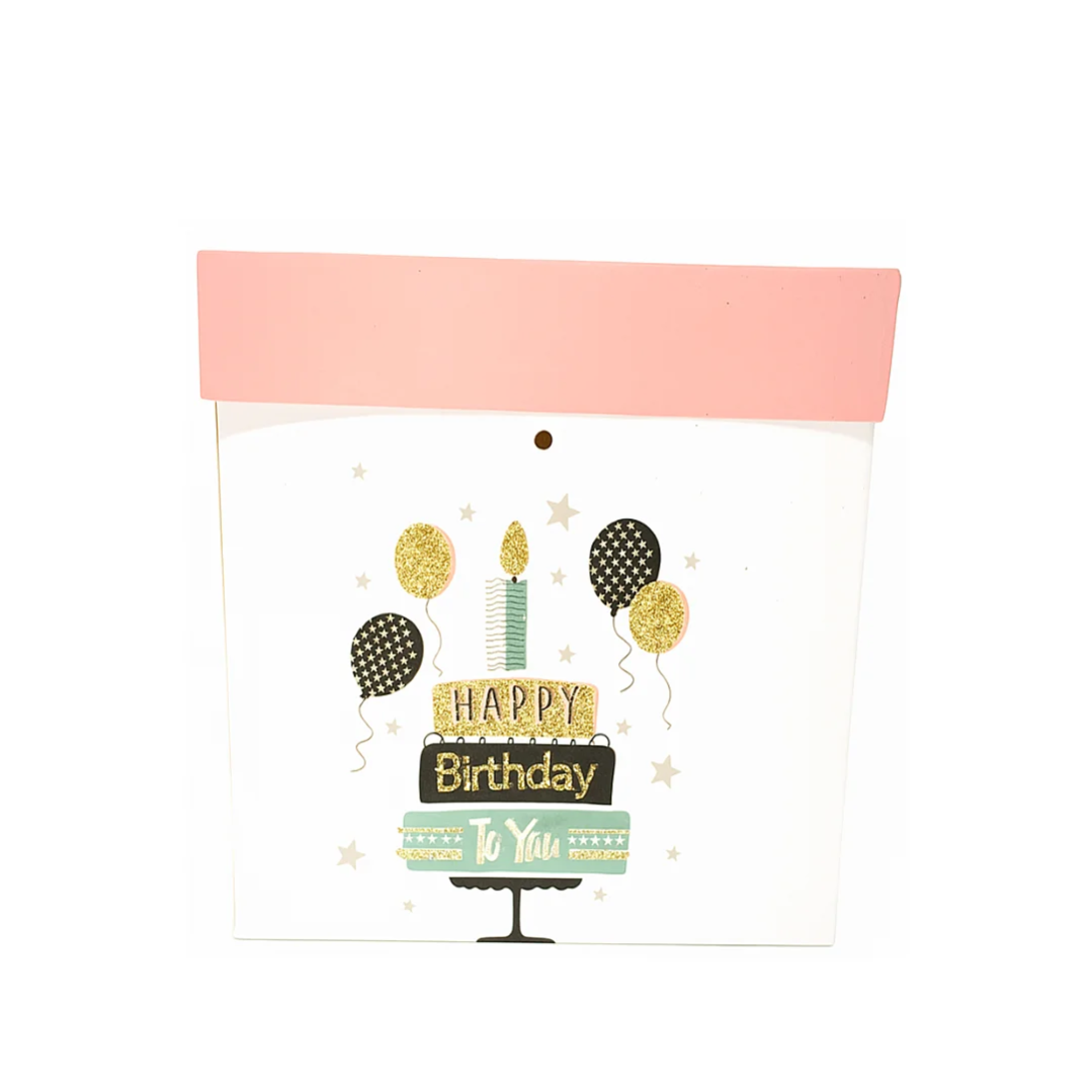 Compra Caja Pequeña Happy Birthday Blanco/ Rosado en Partymax. Bogotá. Imagen #1.