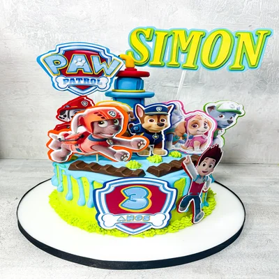 Contrata el servicio de Torta Paw Patrol con Apliques en Partymax. Imagen #1