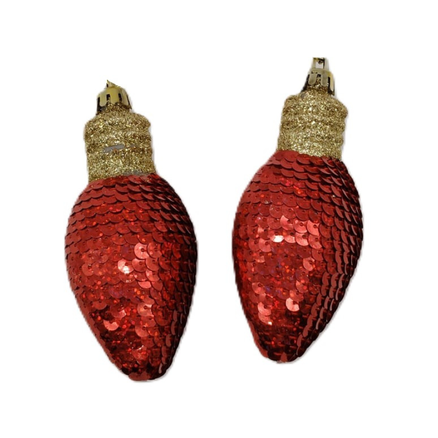 Compra Adorno Navideño Bombillo Con Lentejuelas Rojo 2 Piezas en Partymax. Bogotá. Imagen #1.