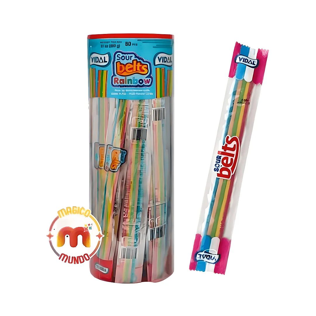 Compra Gomas Vidal Sour Belts Rainbow Tarro *80 Unidades en Partymax. Bogotá. Imagen #1.