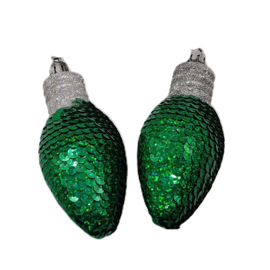 Compra Adorno Navideño Bombillo Verde Con Lentejuelas 2 Piezas en Partymax. Bogotá. Imagen #1.