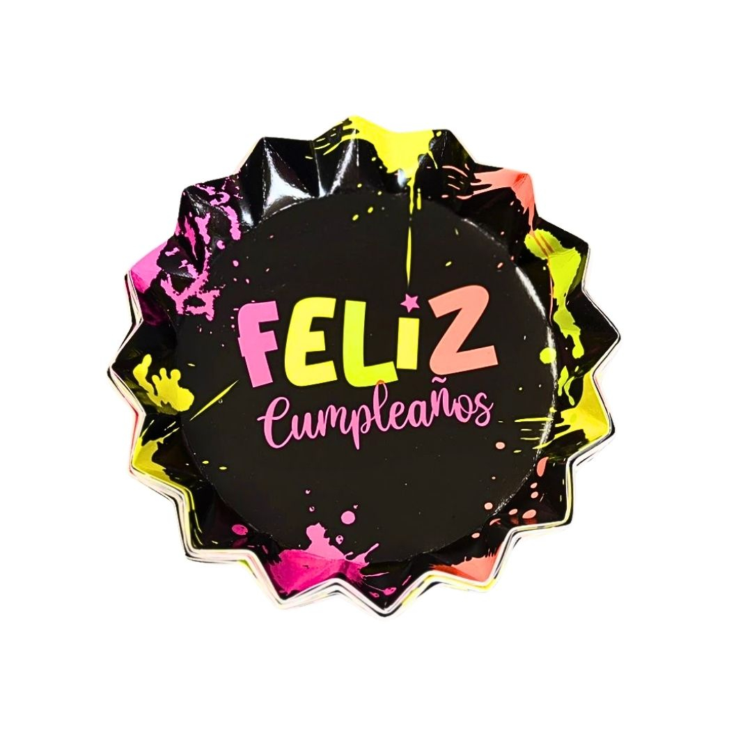 Compra Plato Estrella Neon Feliz Cumpleaños *12 Unidades en Partymax. Bogotá. Imagen #1.