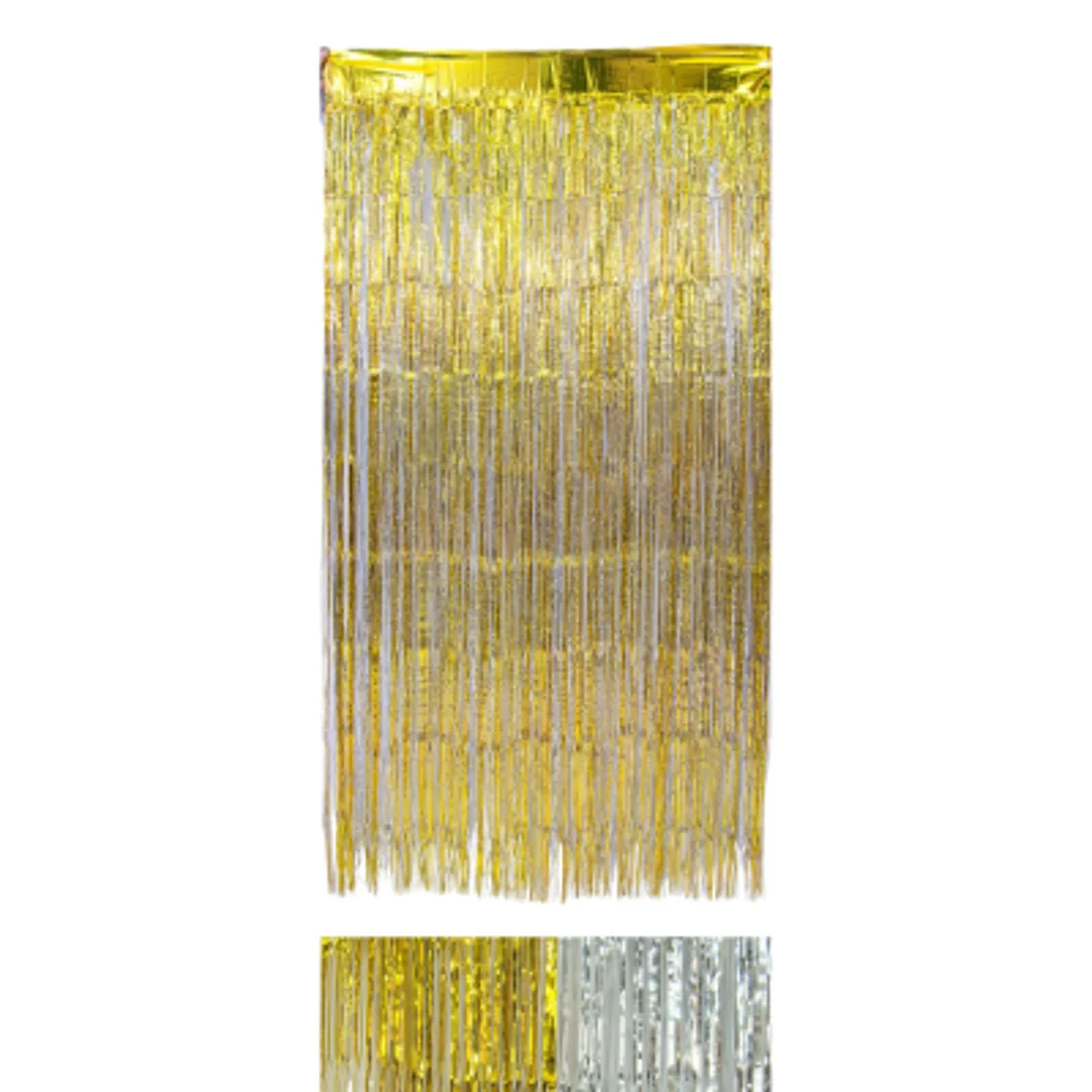 Compra Cortina Metalizada Dorado/ Plata de 1.20 *2 Metros en Partymax. Bogotá. Imagen #1.