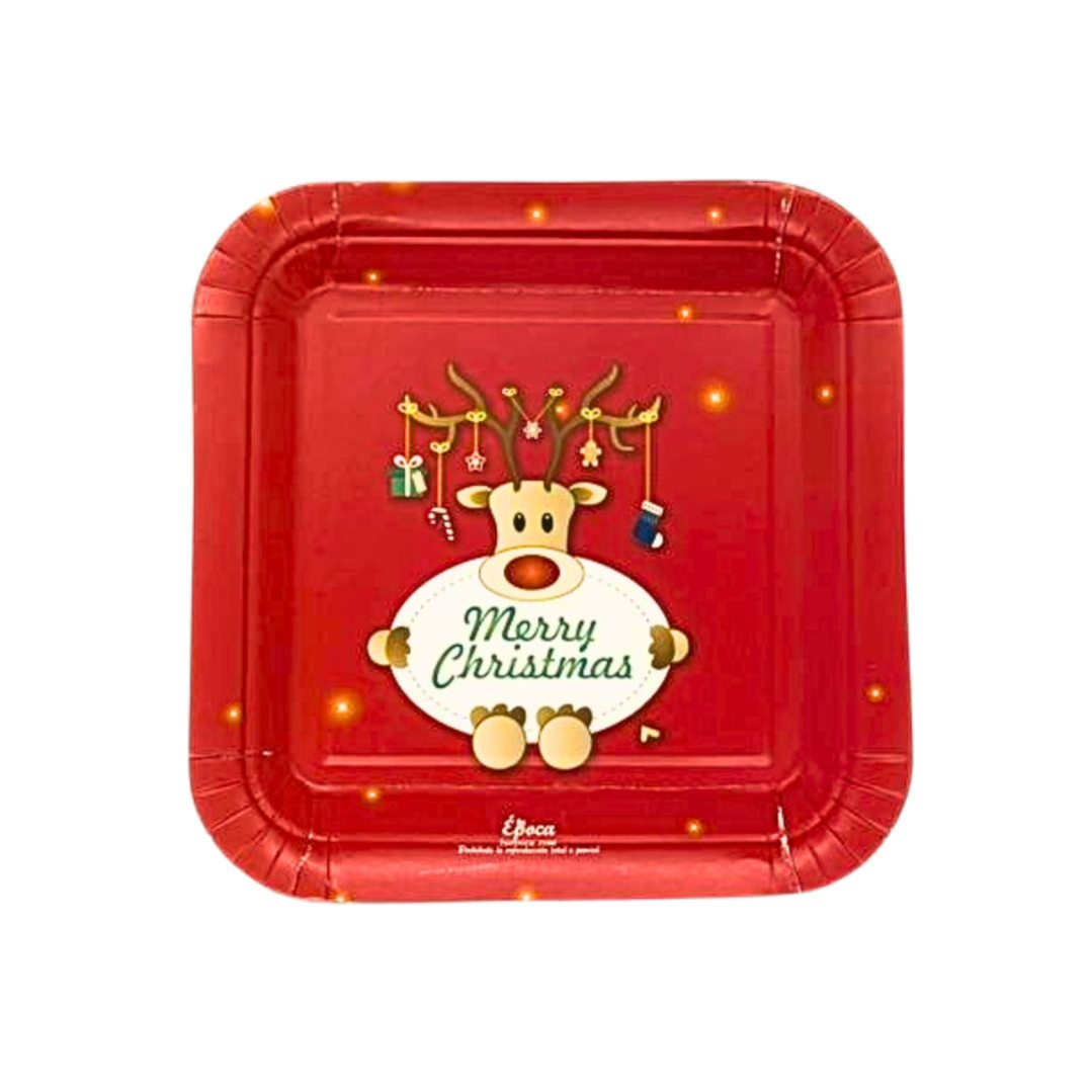 Compra Plato Hexagonal Reno Rojo*12 Unidades en Partymax. Bogotá. Imagen #1.