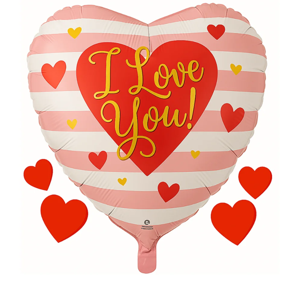 Compra Globo Metalizado I Love You Corazon Rayas en Partymax. Bogotá. Imagen #1.