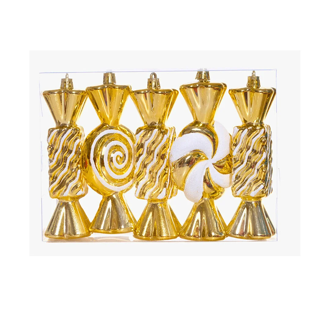 Compra Juego de Ornamentos de Caramelo Dorado-Blanco *5 Unidades en Partymax. Bogotá. Imagen #1.