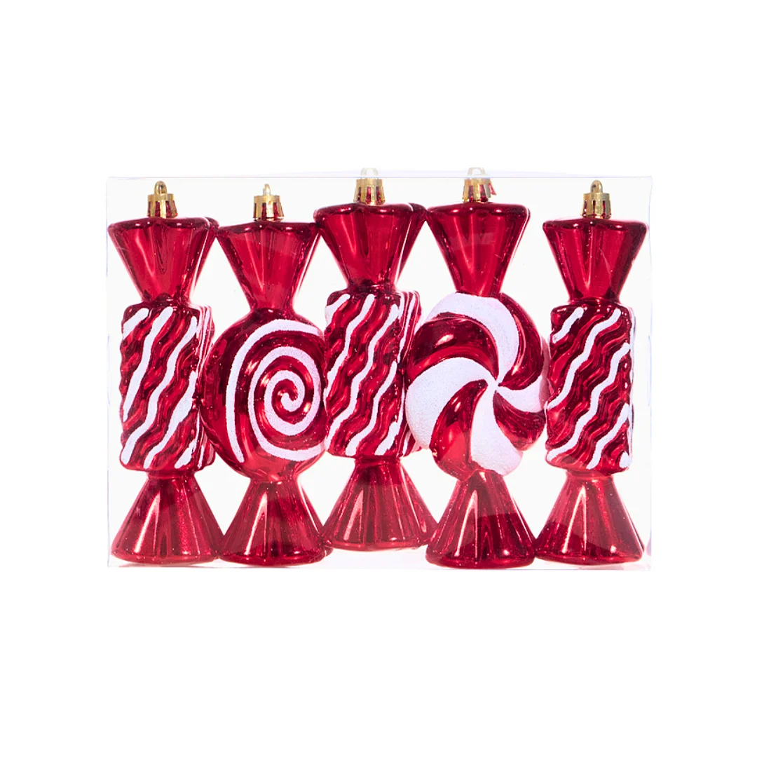 Compra Juego de Ornamentos de Caramelo Rojo -Blanco *5 Unidades en Partymax. Bogotá. Imagen #1.