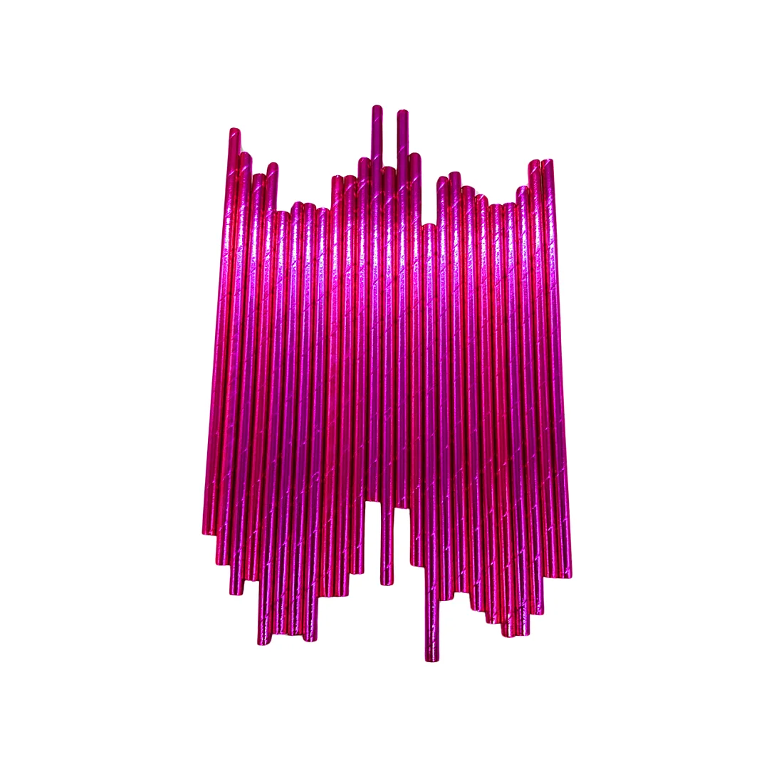 Compra Pitillo de Papel Fucsia Metalizado *25 Unidades en Partymax. Bogotá. Imagen #1.