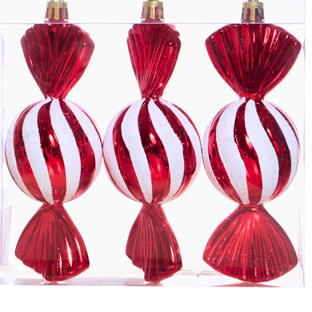 Compra Juego de Ornamentos Esferas-Caramelo Rojo-Blanco *3 Unidades en Partymax. Bogotá. Imagen #2.