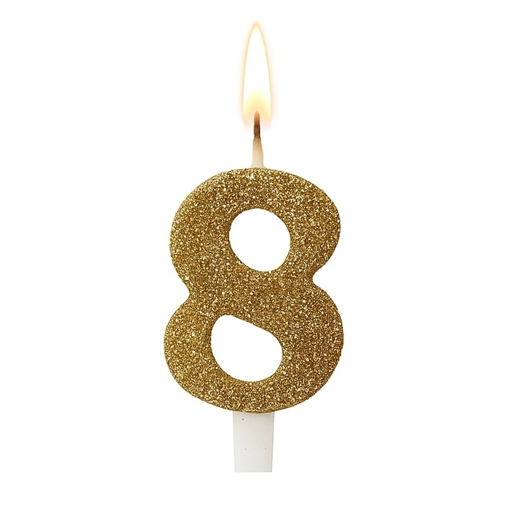 Compra Vela Dorado Número 8 en Partymax. Bogotá. Imagen #1.