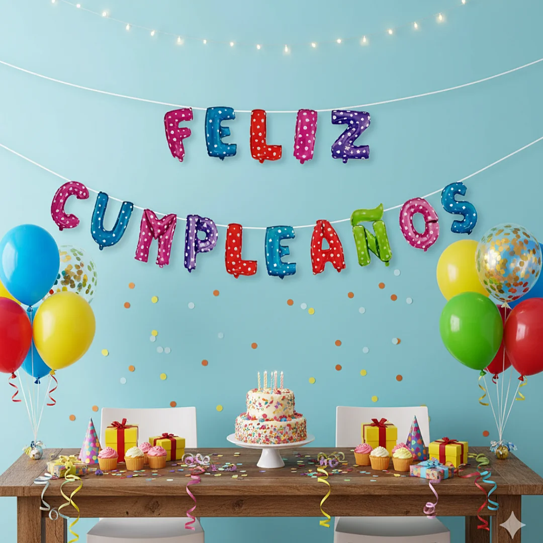 Compra Globo Letrero Metalizado Feliz Cumpleaños Polka en Partymax. Bogotá. Imagen #2.