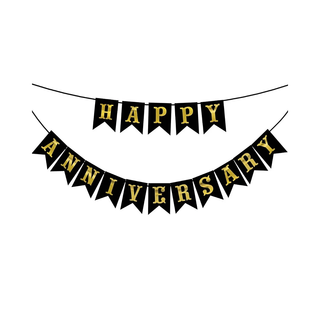 Compra Guirnalda Happy Anniversary Negro/Dorado *3.5Metrors en Partymax. Bogotá. Imagen #1.