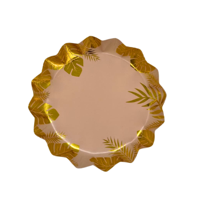 Compra Plato Estrella Rosado Hojas Dorado *12 Unidades en Partymax. Bogotá. Imagen #1.