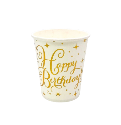 Compra aquí Vaso Happy Birthday Destellos Dorado *10 Unidades #1