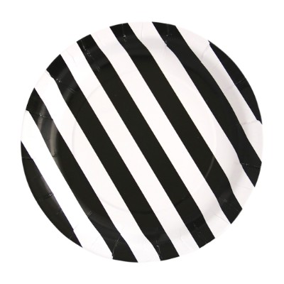 Compra Plato Redondo 6" Rayas Blanco/Negro *10 Unidades en Partymax. Bogotá. Imagen #1.