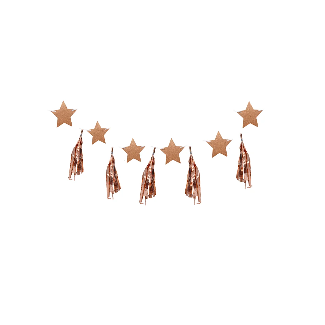 Compra Guirnalda Flecos Estrellas Oro Rosa en Partymax. Bogotá. Imagen #1.