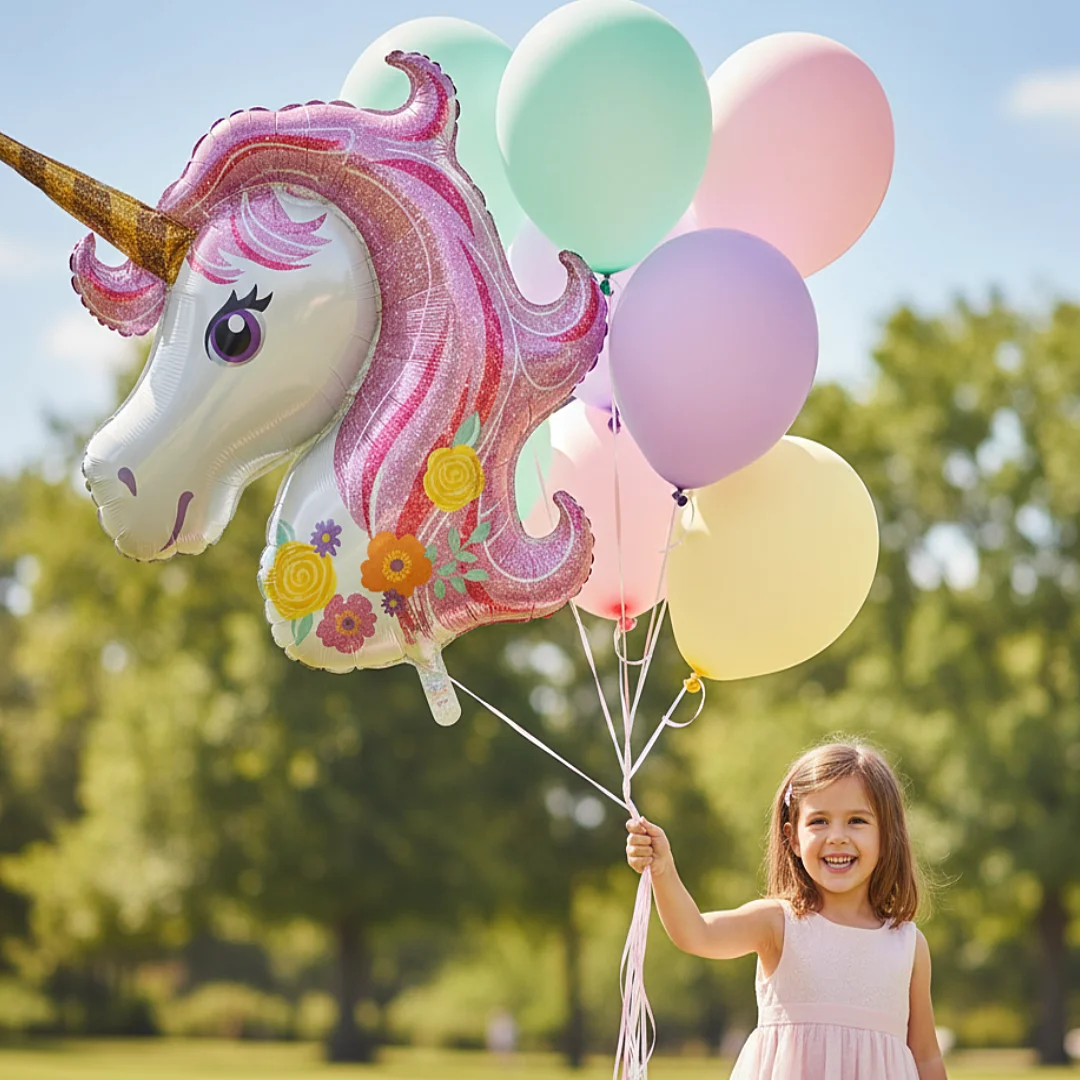Compra Globo Metalizado Unicornio Rosas 45Cms en Partymax. Bogotá. Imagen #2.