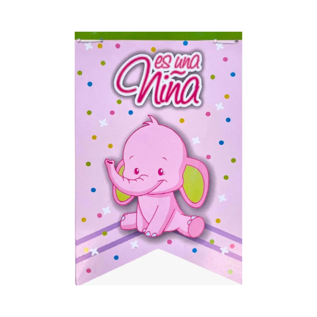 Compra Banderin Elefante Baby Shower Niña*1.40Metros en Partymax. Bogotá. Imagen #1.