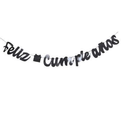 Compra Guirnalda Feliz Cumpleaños Cursiva Negra en Partymax. Bogotá. Imagen #1.