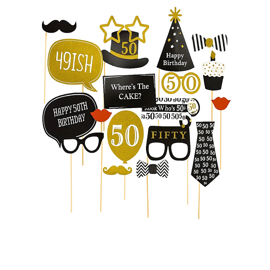 Compra aquí Set de Selfies Happy Birthday Dorados *20 Unidades #1