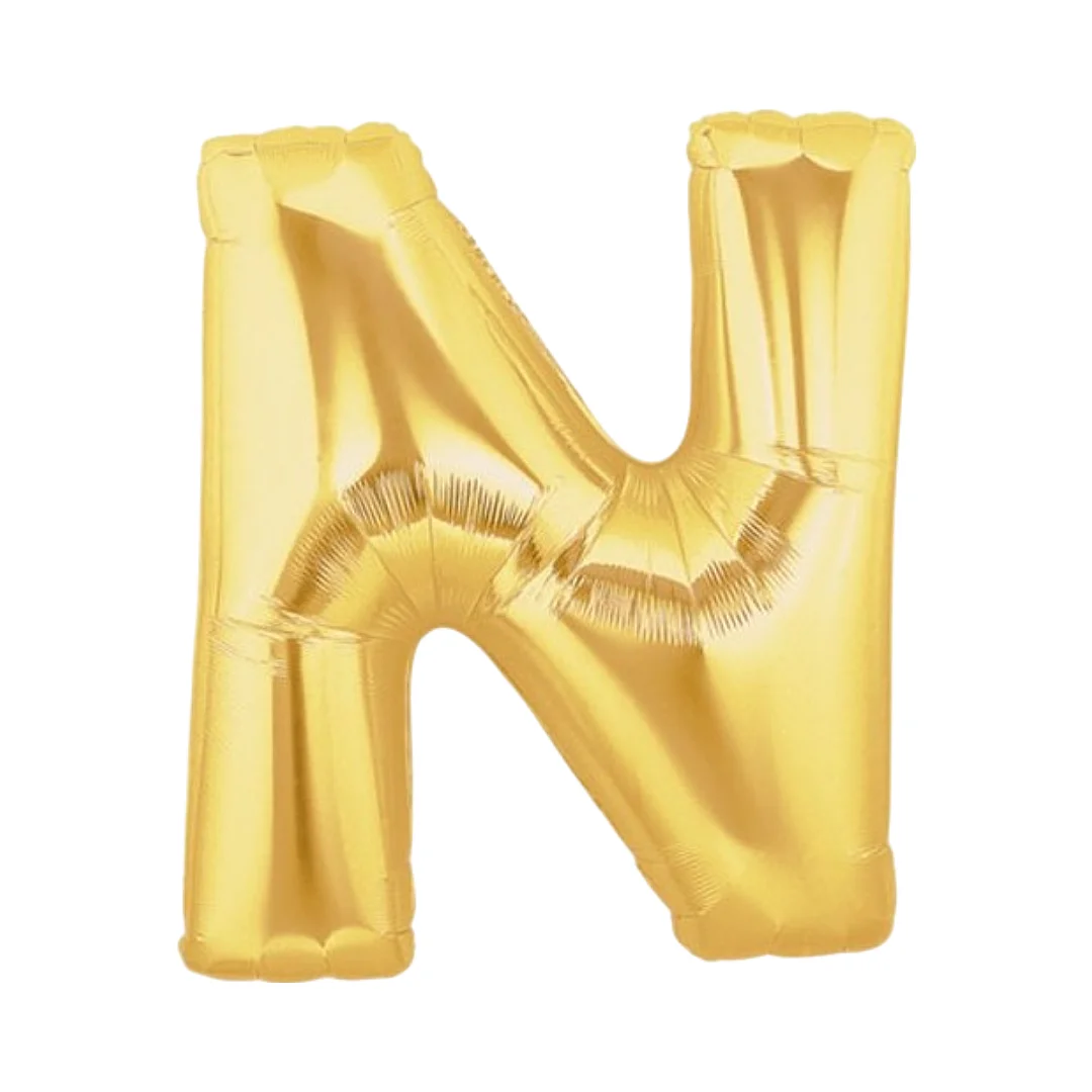 Compra aquí Globo Metalizado de 40Cms Letra N Dorado #1