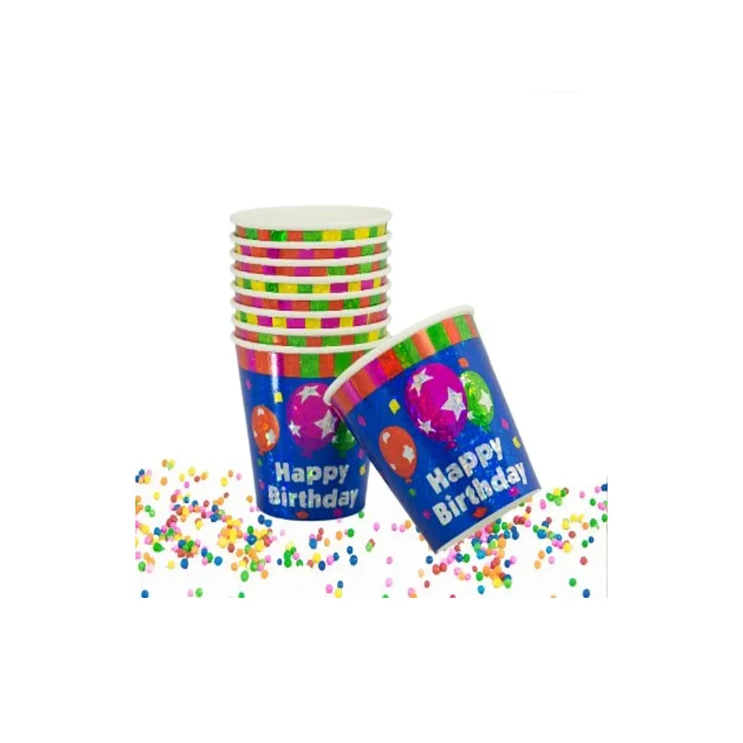 Compra Vaso Happy Birthday Holográfico *10 Unidades en Partymax. Bogotá. Imagen #1.