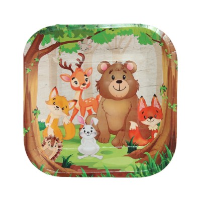 Compra Plato Cuadrado 6" Animalitos del Bosque *10 Unidades en Partymax. Bogotá. Imagen #1.