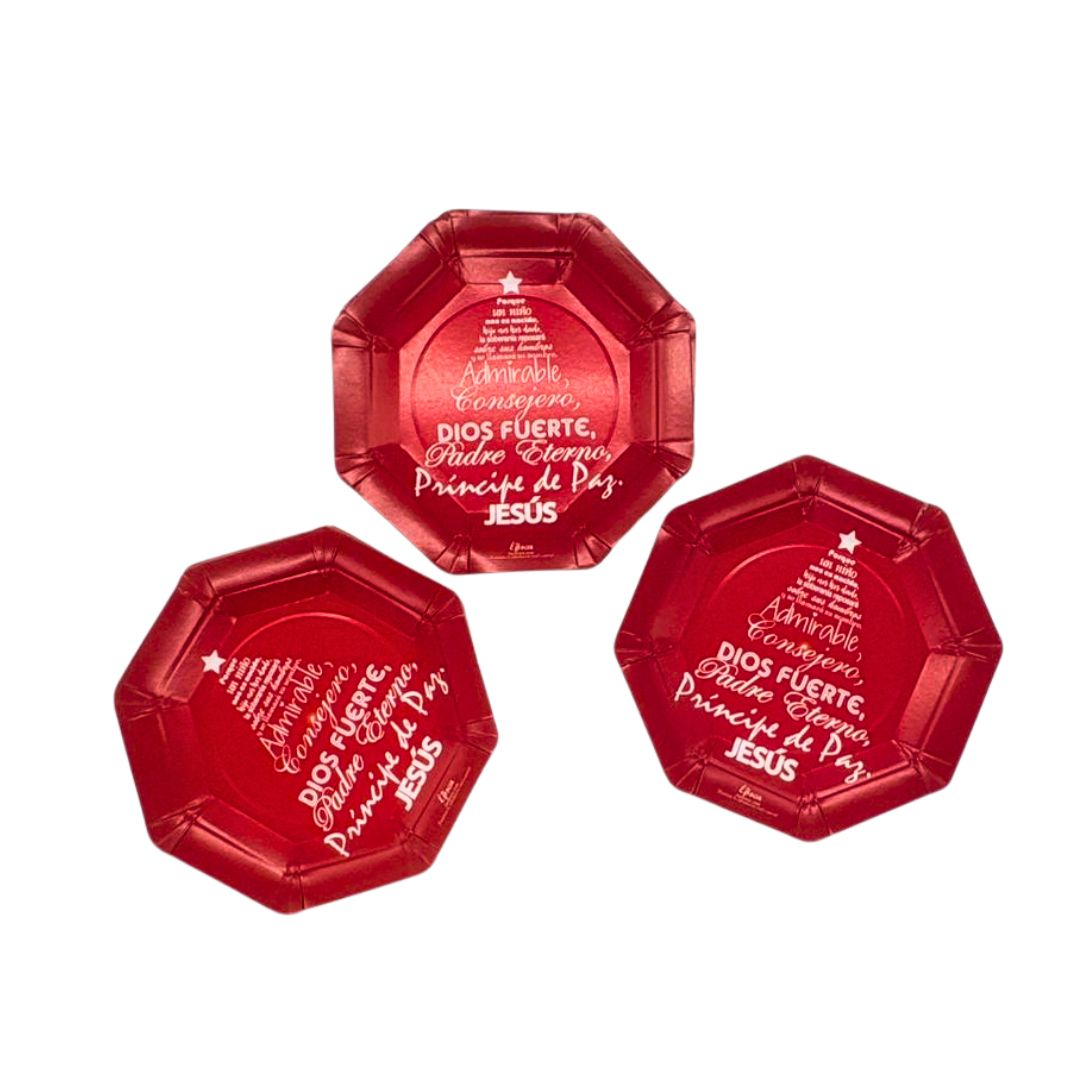 Compra Plato Hexagonal Navidad Con Mensaje *12 Unidades en Partymax. Bogotá. Imagen #2.