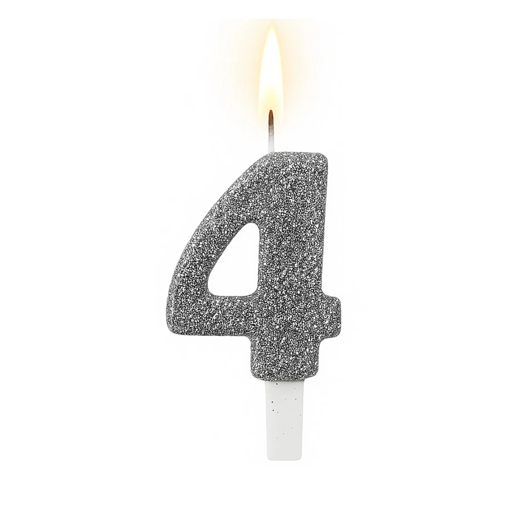 Compra Vela Plateada Número 4 en Partymax. Bogotá. Imagen #1.